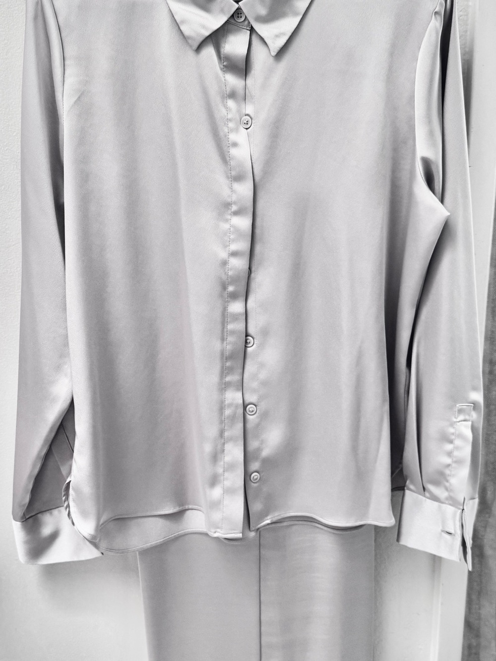 Target Women's Satin Button-Front Pantsuit in Silver-Gray